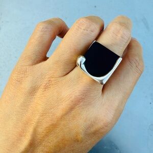 Tiffany & co. Elsa Peretti Black Onyx Splash Ring 20mm Sterling Silver